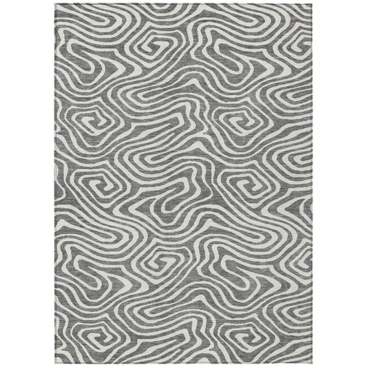 LOOMLAN Rugs Evalora Gray Washable Indoor-Outdoor Rug