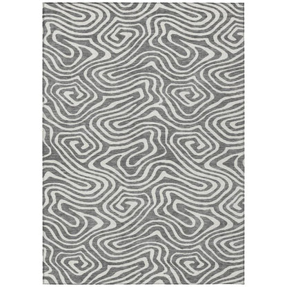 LOOMLAN Rugs Evalora Gray Washable Indoor-Outdoor Rug