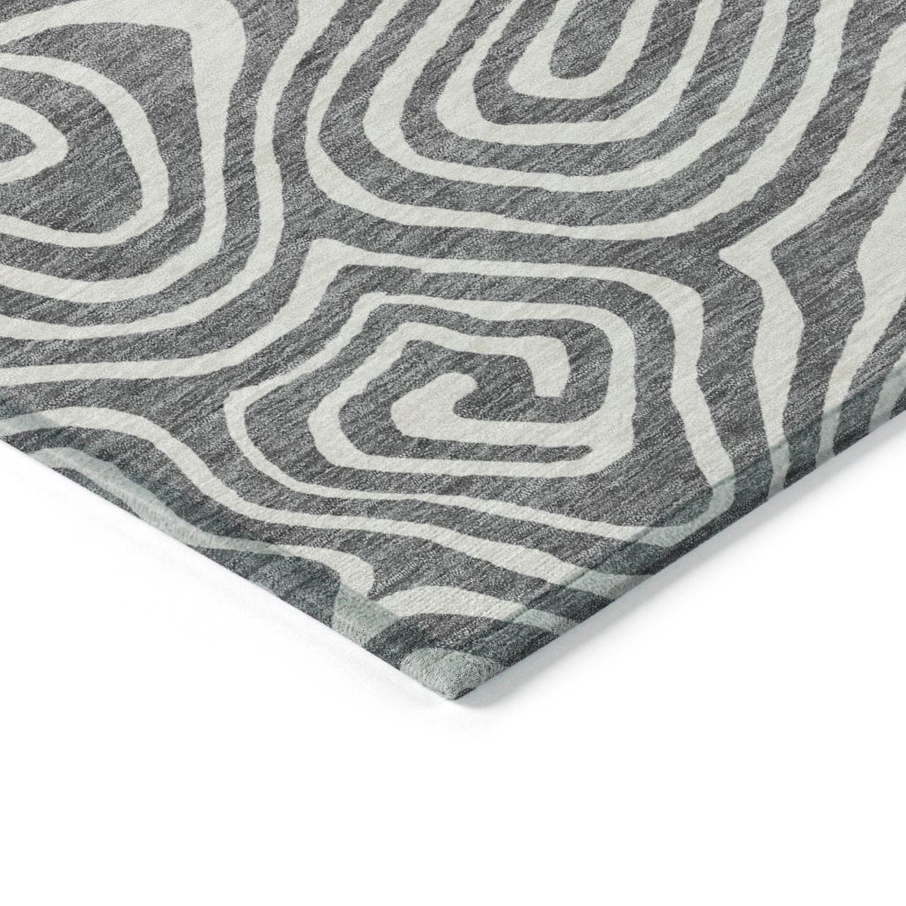 LOOMLAN Rugs Evalora Gray Washable Indoor-Outdoor Rug