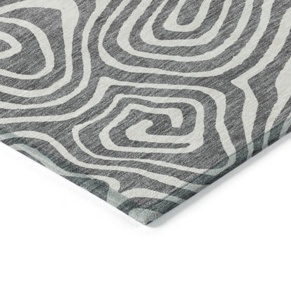 LOOMLAN Rugs Evalora Gray Washable Indoor-Outdoor Rug
