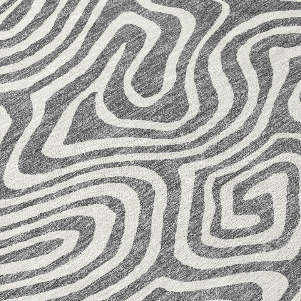 LOOMLAN Rugs Evalora Gray Washable Indoor-Outdoor Rug