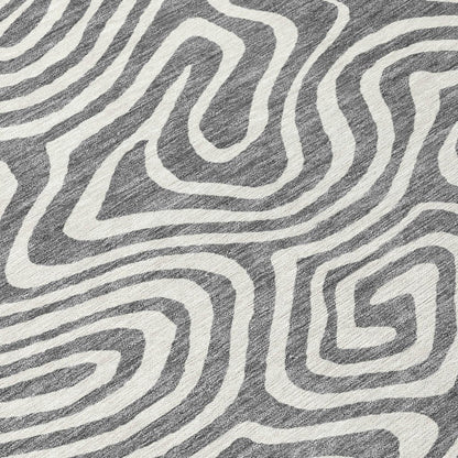 LOOMLAN Rugs Evalora Gray Washable Indoor-Outdoor Rug