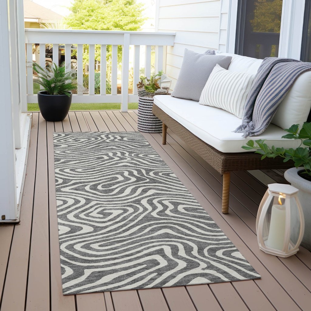LOOMLAN Rugs Evalora Gray Washable Indoor-Outdoor Rug