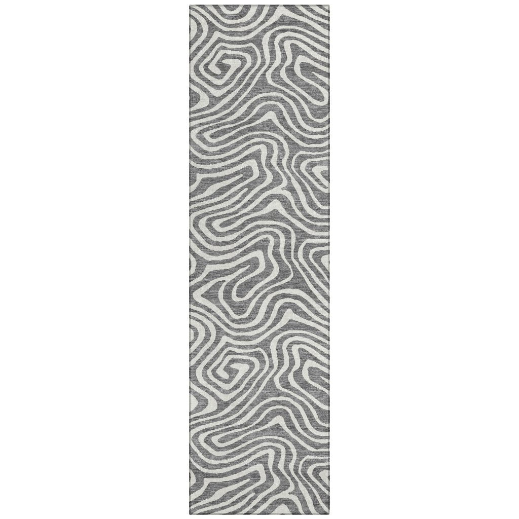 LOOMLAN Rugs Evalora Gray Washable Indoor-Outdoor Rug