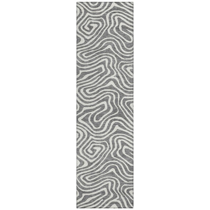 LOOMLAN Rugs Evalora Gray Washable Indoor-Outdoor Rug