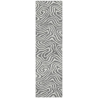 LOOMLAN Rugs Evalora Gray Washable Indoor-Outdoor Rug