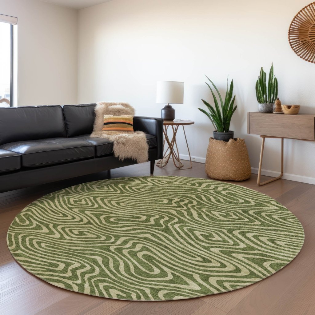 LOOMLAN Rugs Evalora Green Washable Indoor-Outdoor Rug