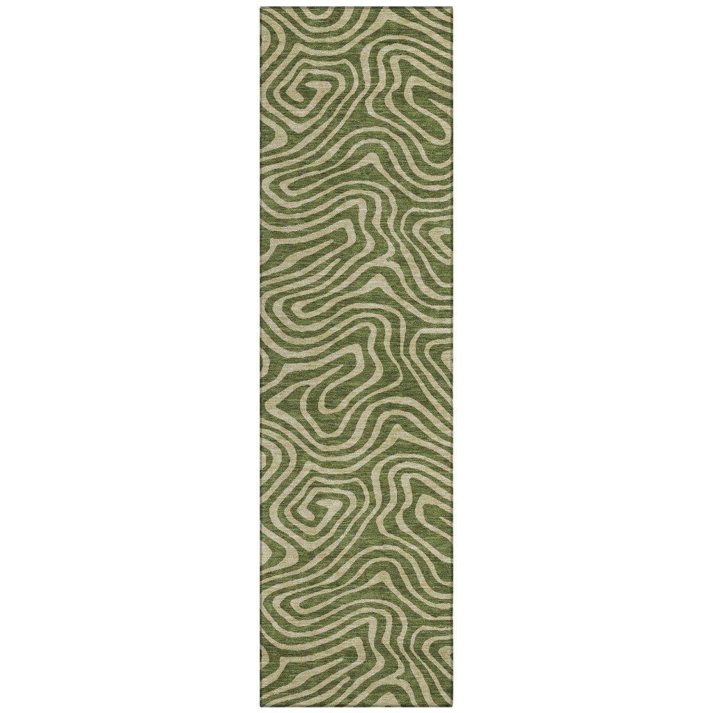 LOOMLAN Rugs Evalora Green Washable Indoor-Outdoor Rug