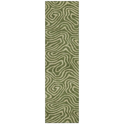 LOOMLAN Rugs Evalora Green Washable Indoor-Outdoor Rug