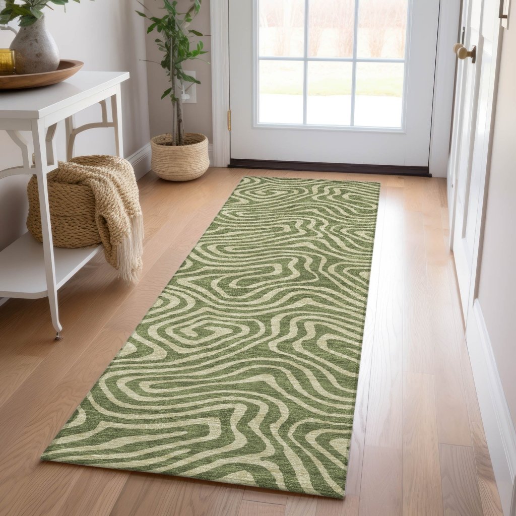 LOOMLAN Rugs Evalora Green Washable Indoor-Outdoor Rug