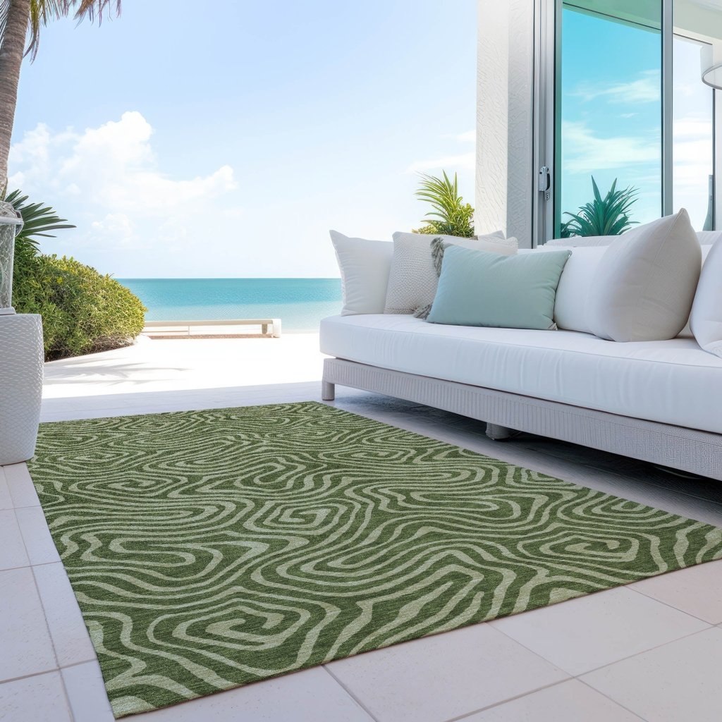 LOOMLAN Rugs Evalora Green Washable Indoor-Outdoor Rug