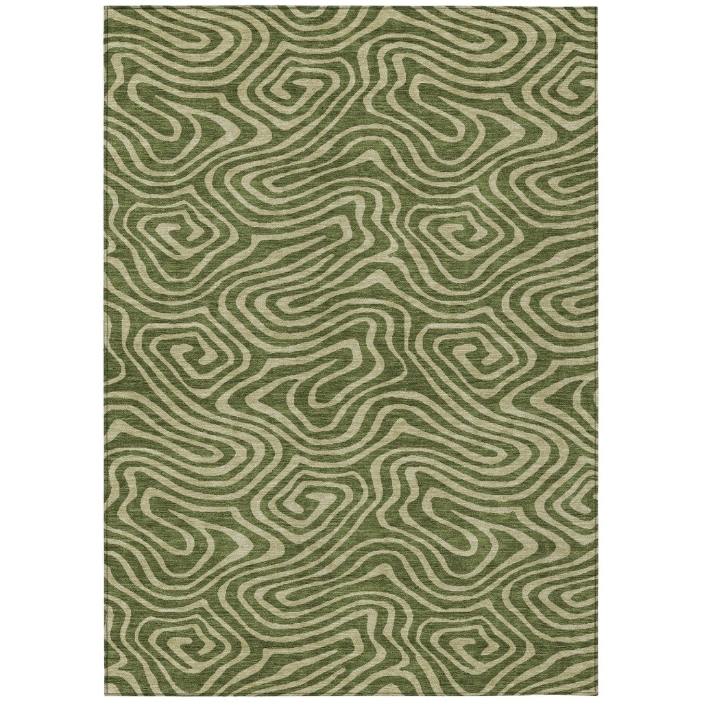 LOOMLAN Rugs Evalora Green Washable Indoor-Outdoor Rug