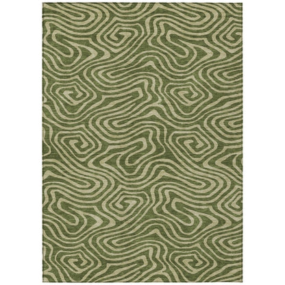 LOOMLAN Rugs Evalora Green Washable Indoor-Outdoor Rug