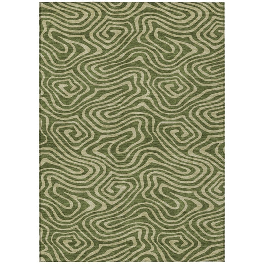 LOOMLAN Rugs Evalora Green Washable Indoor-Outdoor Rug