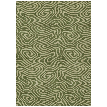 LOOMLAN Rugs Evalora Green Washable Indoor-Outdoor Rug