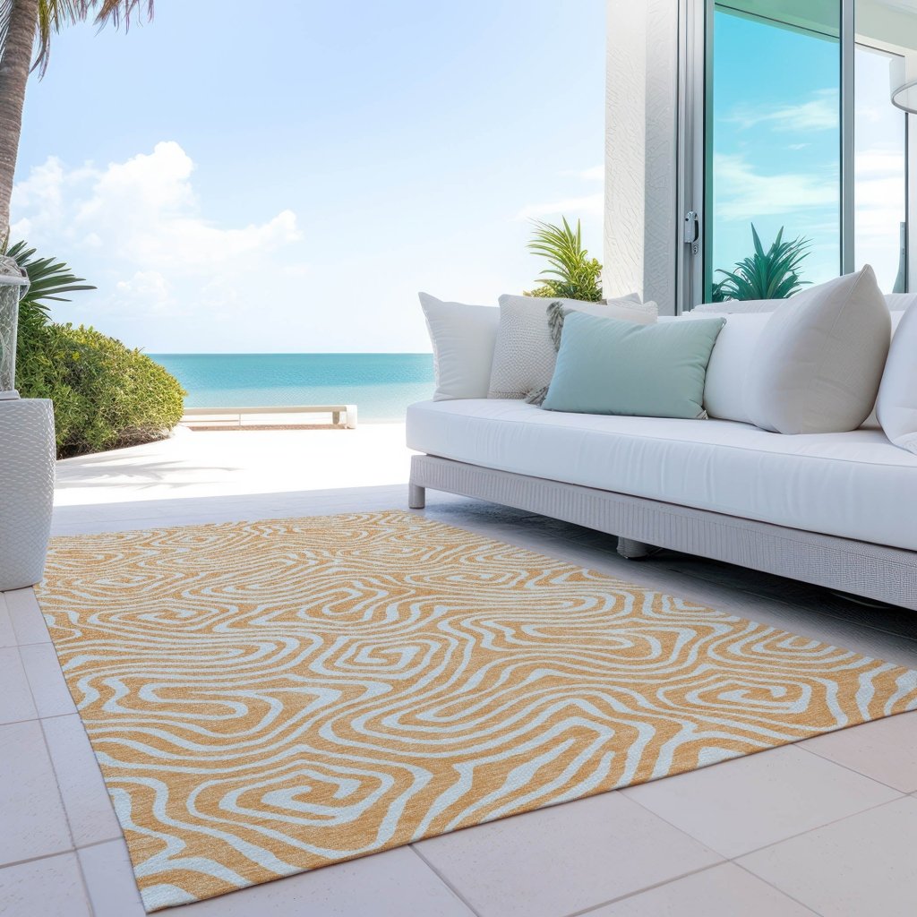 LOOMLAN Rugs Evalora Orange Washable Indoor-Outdoor Rug