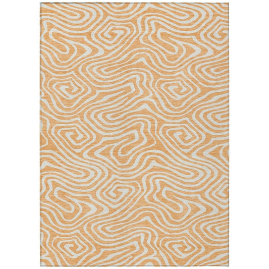 LOOMLAN Rugs Evalora Orange Washable Indoor-Outdoor Rug