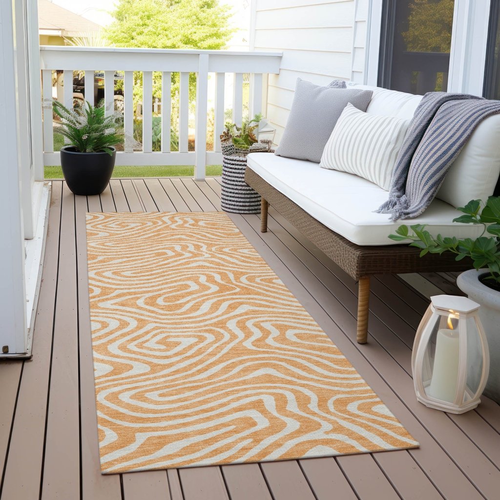 LOOMLAN Rugs Evalora Orange Washable Indoor-Outdoor Rug