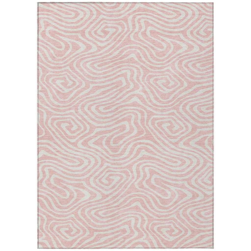 LOOMLAN Rugs Evalora Pink Washable Indoor-Outdoor Rug