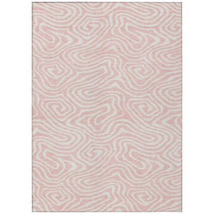 LOOMLAN Rugs Evalora Pink Washable Indoor-Outdoor Rug