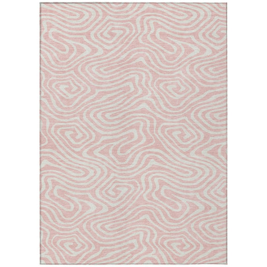 LOOMLAN Rugs Evalora Pink Washable Indoor-Outdoor Rug