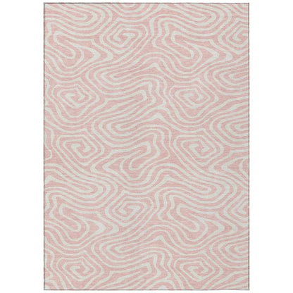 LOOMLAN Rugs Evalora Pink Washable Indoor-Outdoor Rug