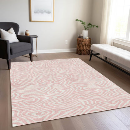 LOOMLAN Rugs Evalora Pink Washable Indoor-Outdoor Rug