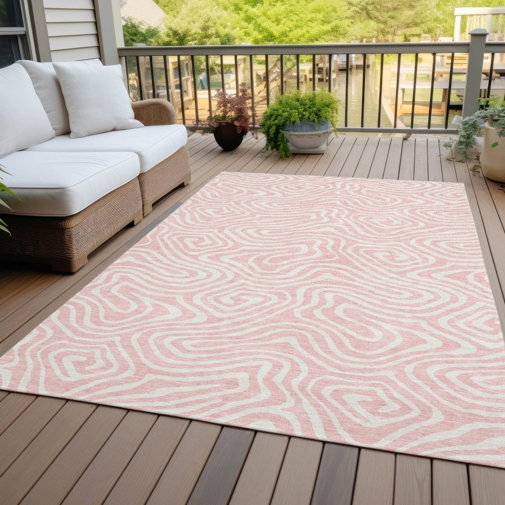 LOOMLAN Rugs Evalora Pink Washable Indoor-Outdoor Rug