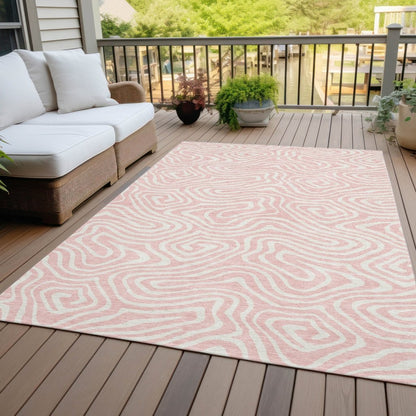 LOOMLAN Rugs Evalora Pink Washable Indoor-Outdoor Rug