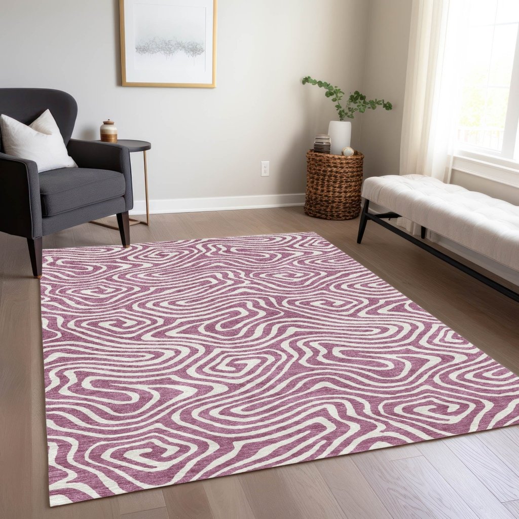 LOOMLAN Rugs Evalora Purple Washable Indoor-Outdoor Rug