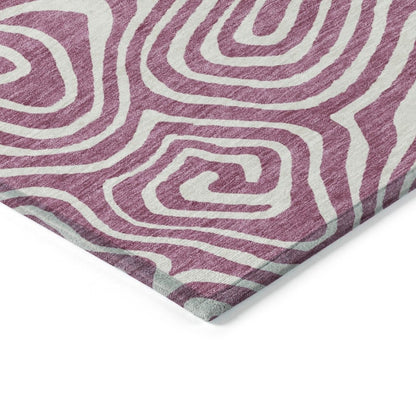 LOOMLAN Rugs Evalora Purple Washable Indoor-Outdoor Rug