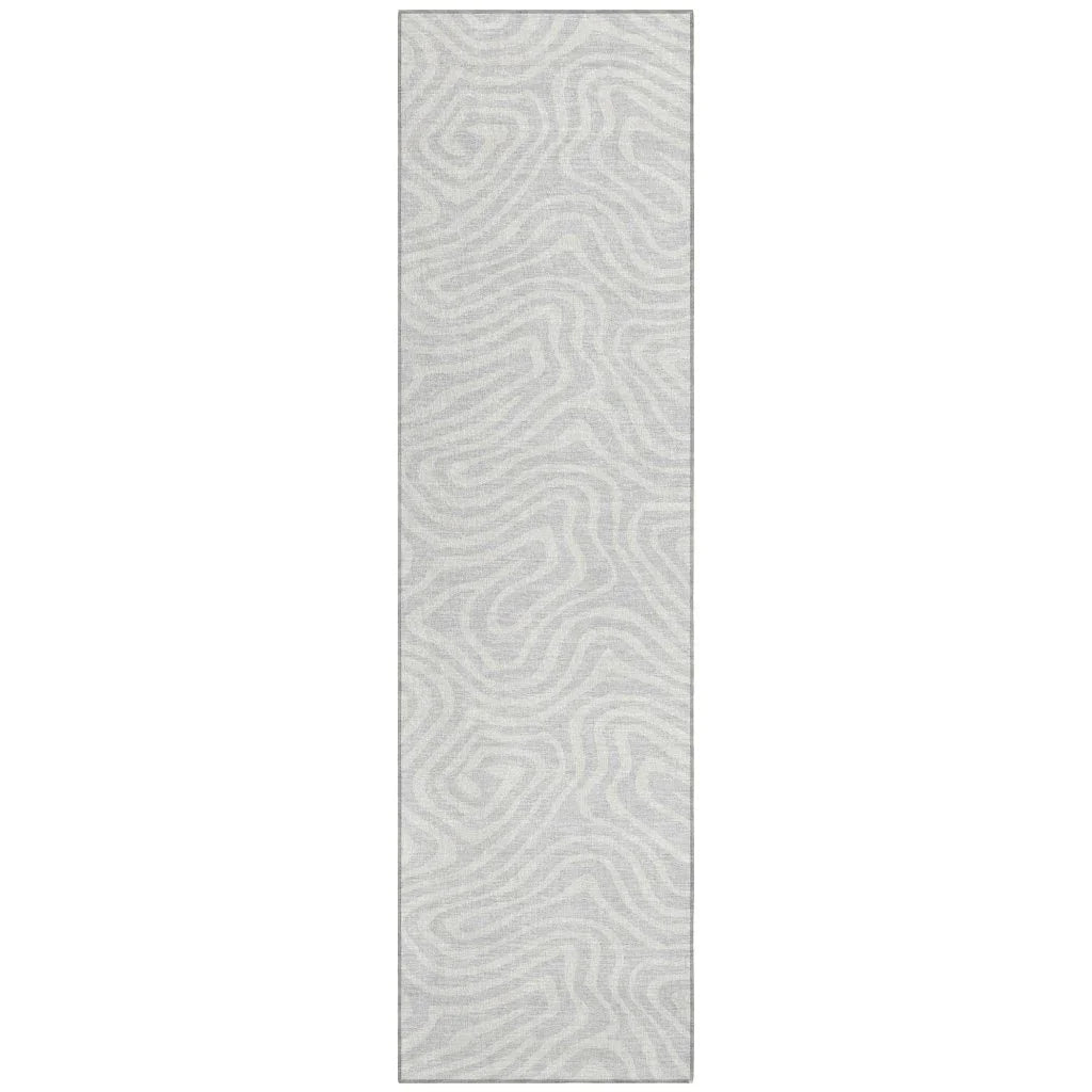 LOOMLAN Rugs Evalora Silver Washable Indoor-Outdoor Rug