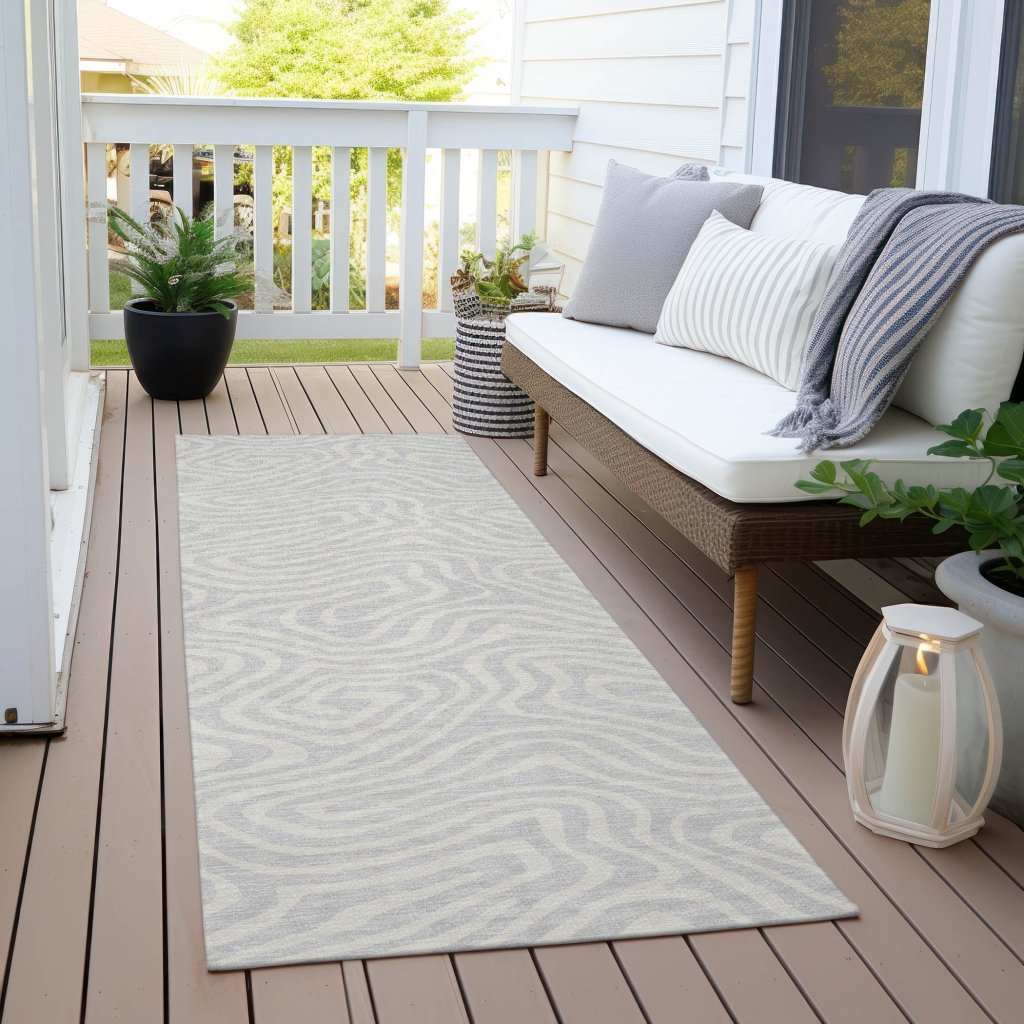 LOOMLAN Rugs Evalora Silver Washable Indoor-Outdoor Rug