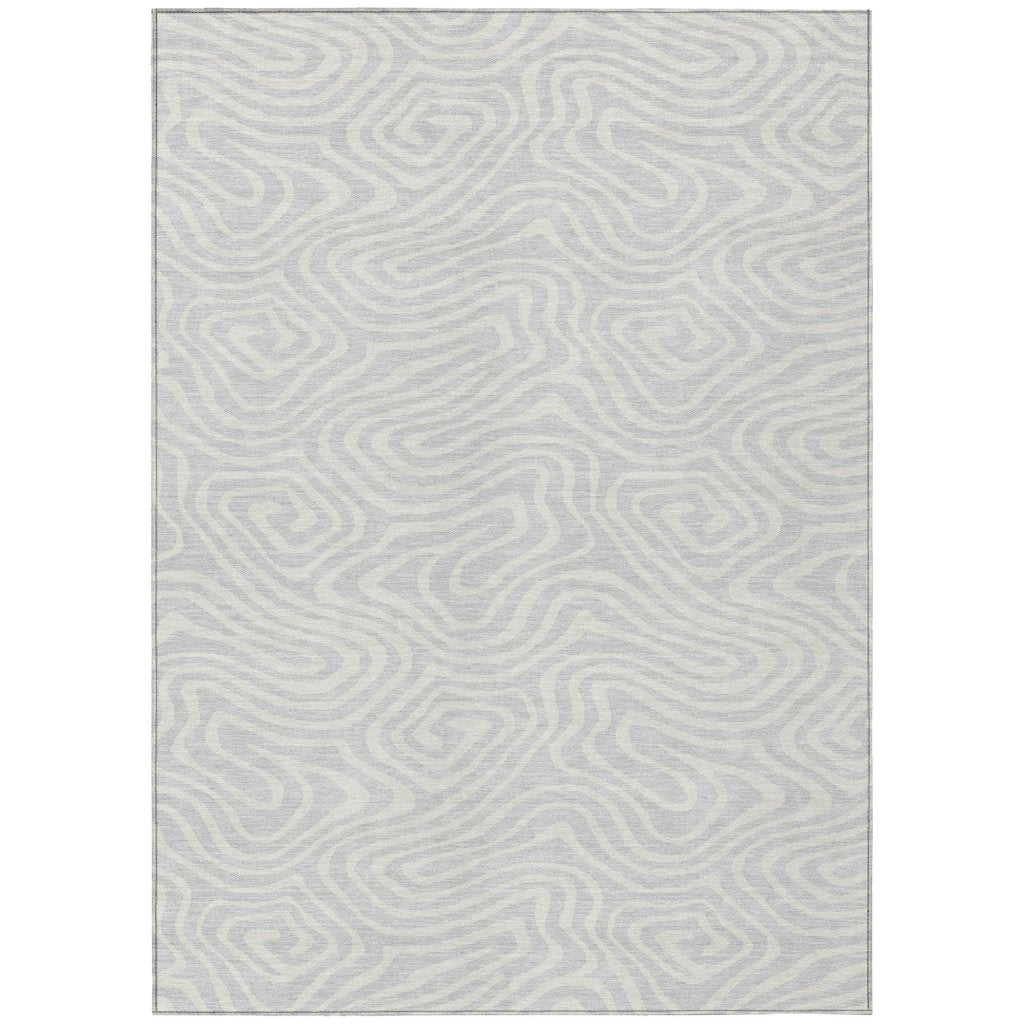 LOOMLAN Rugs Evalora Silver Washable Indoor-Outdoor Rug
