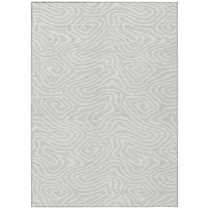 LOOMLAN Rugs Evalora Silver Washable Indoor-Outdoor Rug