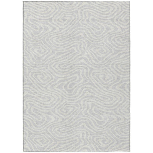 LOOMLAN Rugs Evalora Silver Washable Indoor-Outdoor Rug