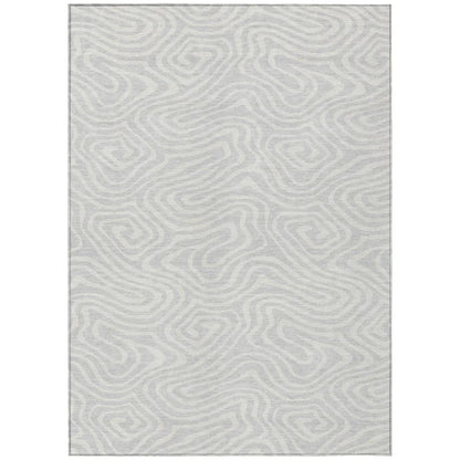 LOOMLAN Rugs Evalora Silver Washable Indoor-Outdoor Rug