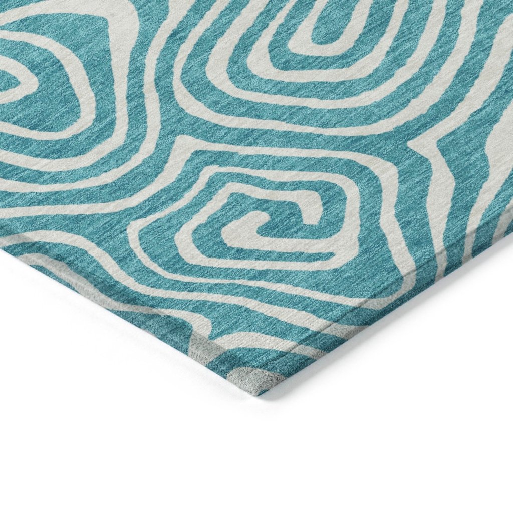 LOOMLAN Rugs Evalora Teal Washable Indoor-Outdoor Rug