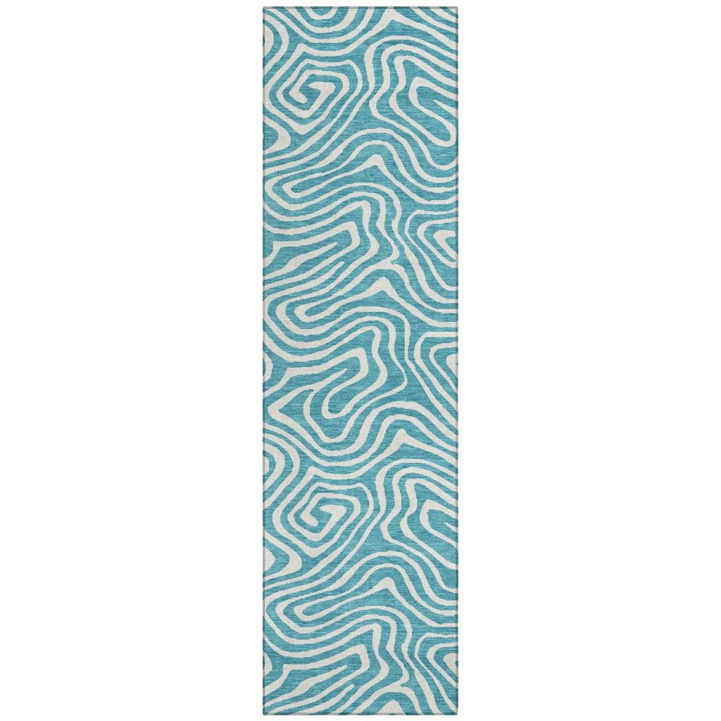 LOOMLAN Rugs Evalora Teal Washable Indoor-Outdoor Rug