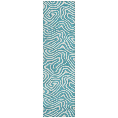 LOOMLAN Rugs Evalora Teal Washable Indoor-Outdoor Rug