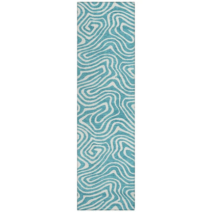 LOOMLAN Rugs Evalora Teal Washable Indoor-Outdoor Rug