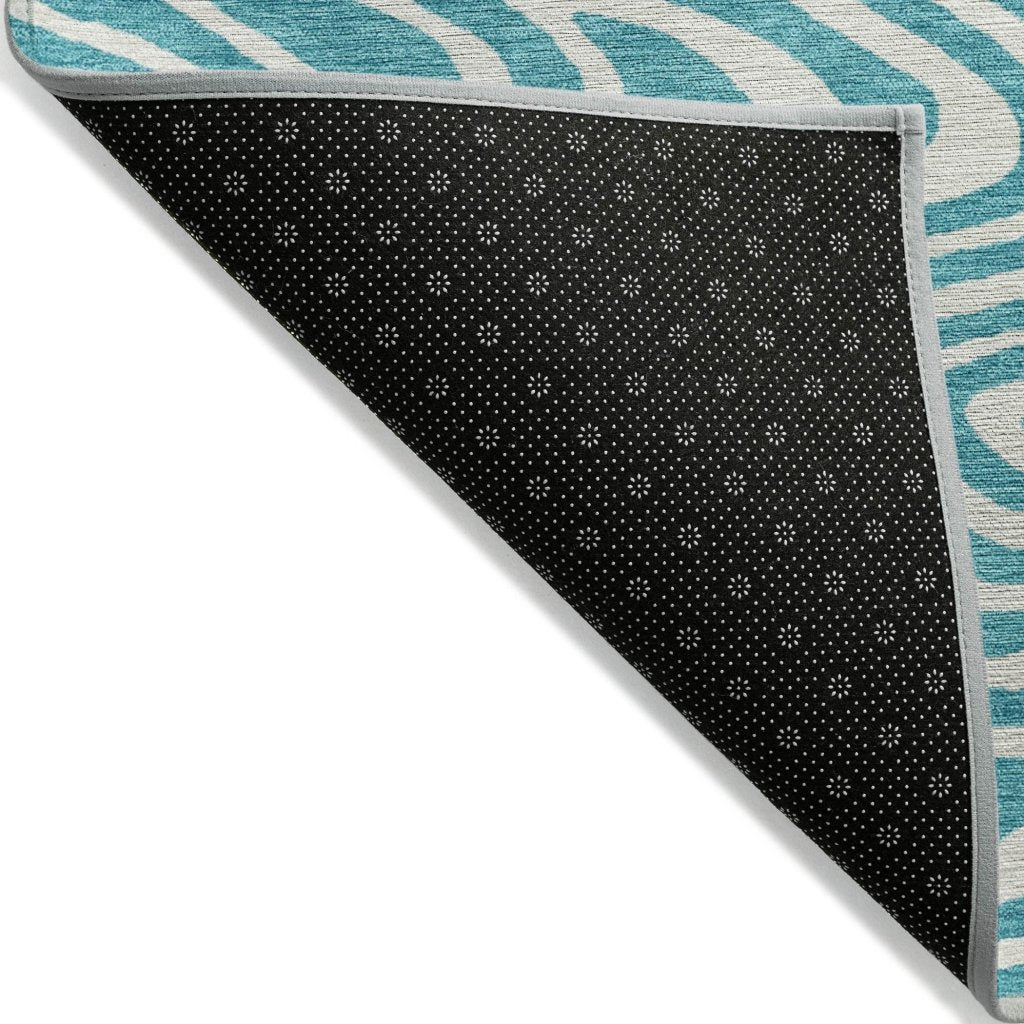 LOOMLAN Rugs Evalora Teal Washable Indoor-Outdoor Rug