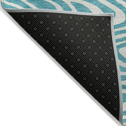 LOOMLAN Rugs Evalora Teal Washable Indoor-Outdoor Rug