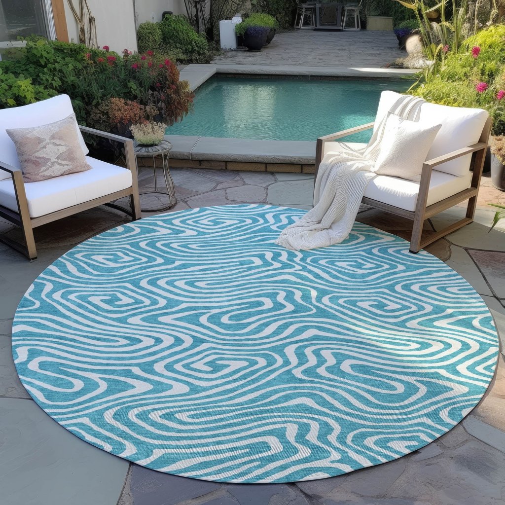 LOOMLAN Rugs Evalora Teal Washable Indoor-Outdoor Rug