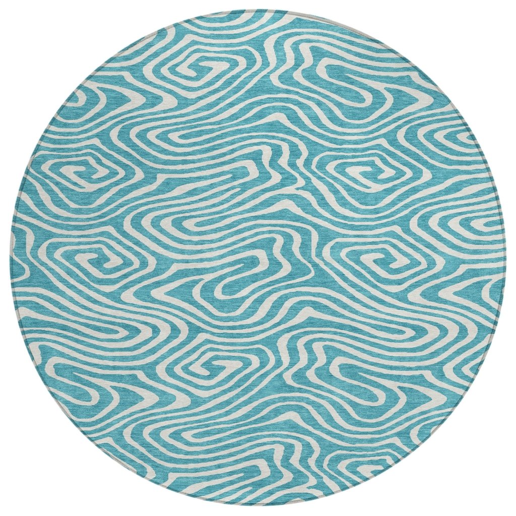 LOOMLAN Rugs Evalora Teal Washable Indoor-Outdoor Rug