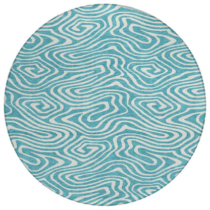 LOOMLAN Rugs Evalora Teal Washable Indoor-Outdoor Rug