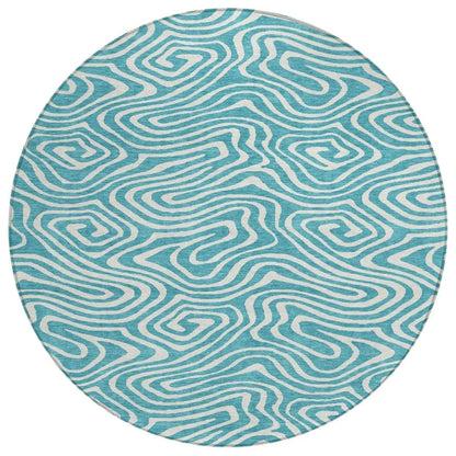 LOOMLAN Rugs Evalora Teal Washable Indoor-Outdoor Rug