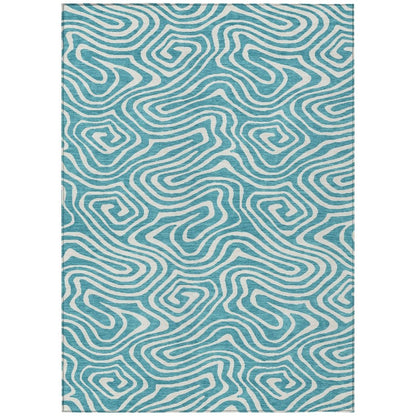 LOOMLAN Rugs Evalora Teal Washable Indoor-Outdoor Rug