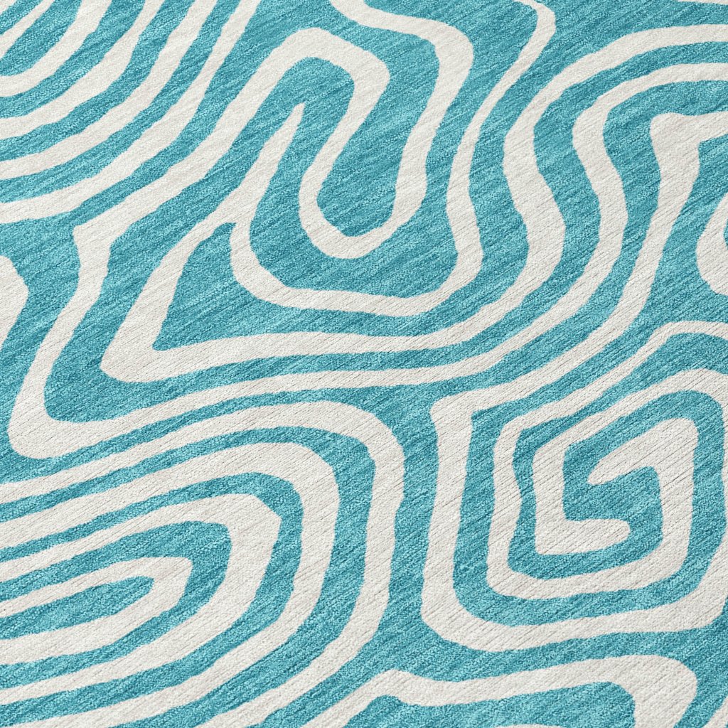 LOOMLAN Rugs Evalora Teal Washable Indoor-Outdoor Rug