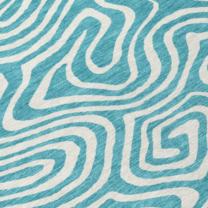 LOOMLAN Rugs Evalora Teal Washable Indoor-Outdoor Rug
